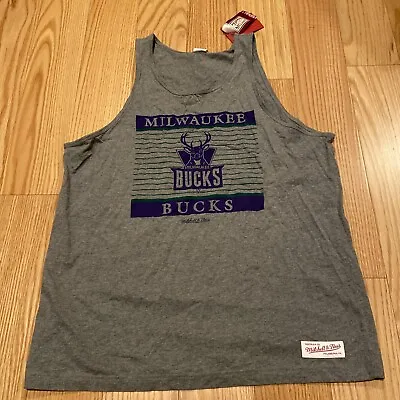 Mitchell Ness NBA Milwaukee Bucks Vest Cotton Sz XXL BNwT Grey Rare Basketball • $69.99