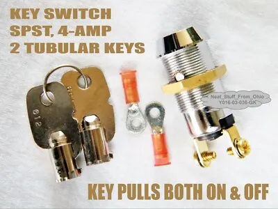 Alarm System Key Switch (round Key) Maintained 2-keys Spst 4amp@125 On & Off • $11.55