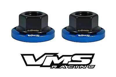 4 Vms Racing Strut Tower Dressup Blue Washers & Black Flange Nuts For Mitsubishi • $28.95