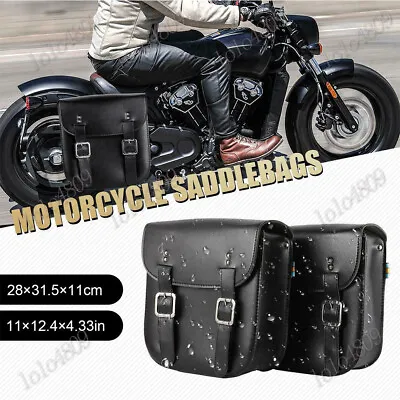 Black Side Saddle Bags Pannier Luggage Saddlebags For Yamaha V Star 650 950 1300 • $61.53