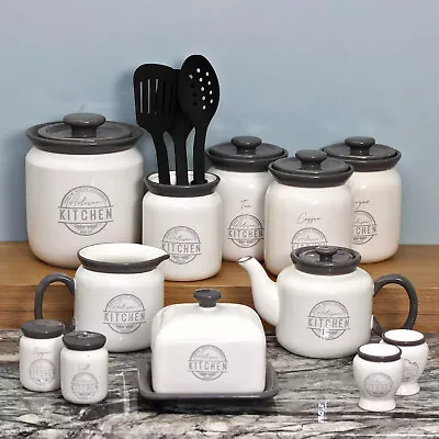 £12.50 • Buy Artisan Kitchen Storage Ceramic Canisters Tea Coffee Sugar Pots Jar Biscuit Tin