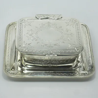 £190 • Buy Victorian Silver Plated Butter Or Preserve Dish With Frosted Glass Liner