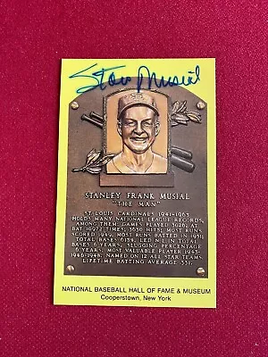 Stan Musial  Autographed  (Mounted Memories) HOF Plaque Card (Vintage / Scarce) • $99