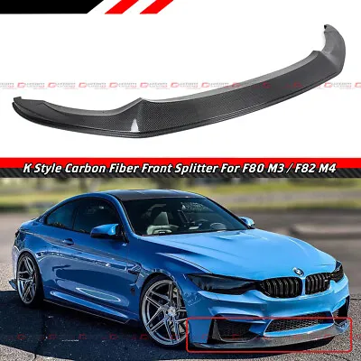 For 2015-19 BMW F80 M3 F82 F83 M4 K Style Carbon Fiber Front Bumper Lip Splitter • $355.99