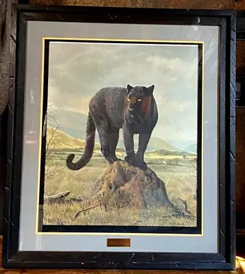 Vintage Charles Frace BLACK PANTHER  Art Print ~  Signed Framed & Matted • $349.99