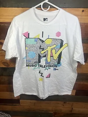 Retro MTV Music Television White Colored T Shirt Size XL MTV Tags • $14