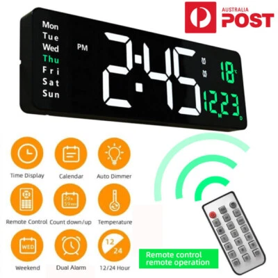 $28.89 • Buy Large Jumbo LED Digital Display Wall Clock Calendar Temperature Time Date Week