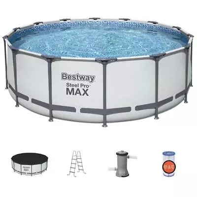 Bestway Above Ground Swimming Metal Frame Pool Set 168-D+48-Wall Height Gray • $464.37
