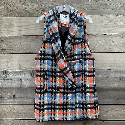 Milly Sleeveless Coat Womens L Lindsey Plaid Vest Wool Mohair Alpaca • $49.95