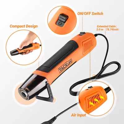 TACKLIFE Mini Heat Gun 350W/662°F Heat To Shrink Film Defrost And Remove Dirt • $15.99