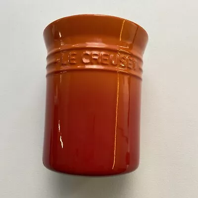 LE CREUSET Stoneware Utensil Jar 1.1L Volcanic Orange 15cm Tall 12.5 Dia • £29.95