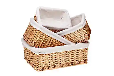 £6.85 • Buy NATURAL Lined DELUXE Wicker Basket Christmas Gift Hamper Storage Decor - 4 SIZES