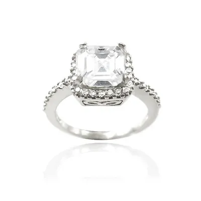 925 Silver 2 1/3ct Asscher-Cut CZ Ring S9 • $19.99