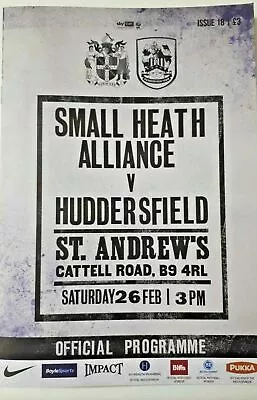 £18.75 • Buy New Birmingham City Small Heath Alliance Peaky Blinders Football Match Programme