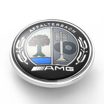 For AMG Affalterbach Front Badge ABS 3D Apple Tree Flat Hood Emblem Chrome Black • $18.99