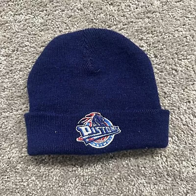 Vintage 90s 2000s Detroit Pistons NBA Acrylic Beanie One Size Navy Blue Bad Boy • $14.99