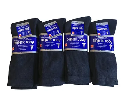 3 OR12 Pairs Diabetic Navy Blue CREW Circulatory Socks Health Men’s Cotton 10-13 • $6.99