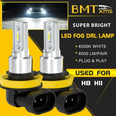 2x White H8 H11 LED Fog Light Bulbs For Ram 1500 2500 3500 2019-2022 • $15.98
