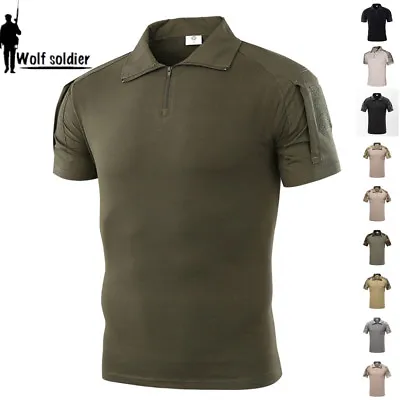 Mens Army Tactical Combat T-Shirts Military Short Sleeve Casual Shirt Camouflage • $21.84