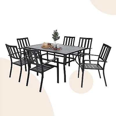 7 Piece Patio Furniture Set Outdoor Dining Set With 6 Chairs Rectangle Table • $519.99