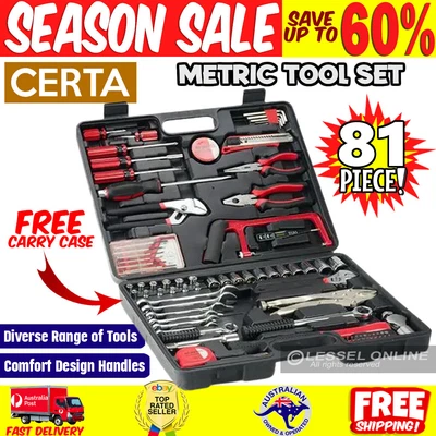 $64.91 • Buy Tool Kit Set Box Home Car Household Repair 81 Piece Metric Spanner Mechanic Sets