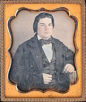 Long Haired Young Gentleman Freckles Thick Coat 1/6 Plate Daguerreotype S221 • $138.75