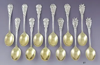 12 Antique Sterling Silver Durgin Magnolia Jonquil Tulip Orange Blossom Spoons • $1296