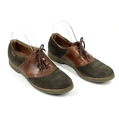 G.H. Bass Shoes Womens Size 8.5 M Brown Leather Suede Saddle Oxford Lace Up • $34.99