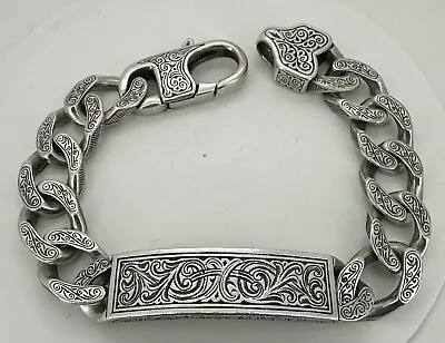 Konstantino Classic Men's Sterling Silver Large ID Cuff Bracelet 9” • $499.99