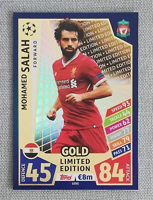 Mohamd Salah Topps UEFA Champions League 2017-2018 Limited Edition Gold LE8G • $3