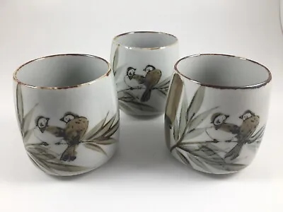 Set Of 3 Tea/Sake Cups Ceramic With Painted Birds  • $12.95