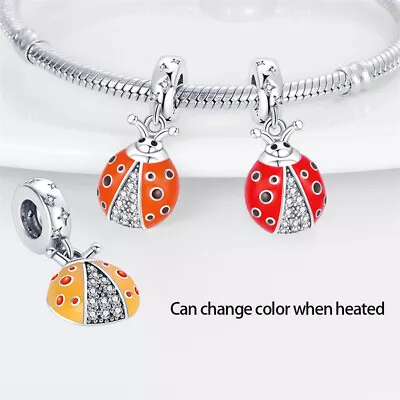 Colour Changing Ladybug Ladybird Star Dangle Charm 925 Sterling Silver • £13.99