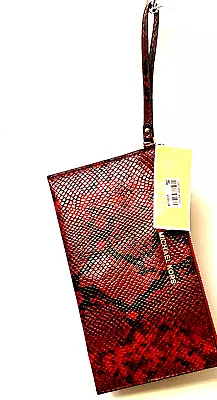 MICHAEL KORS- NWT Large Leather Snakeskin Embossed Zip Clutch Bag- BEDFORD $118 • $99