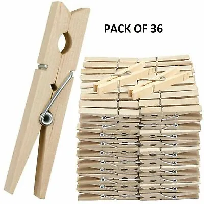 36X Strong Wooden Clothes Pegs Laundry Bag Washing Line Peg Holder Airer Drying • $9.39