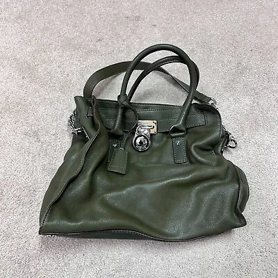 Michael Kors Handbag Hamilton Green Leather Silver Accent • $79.99