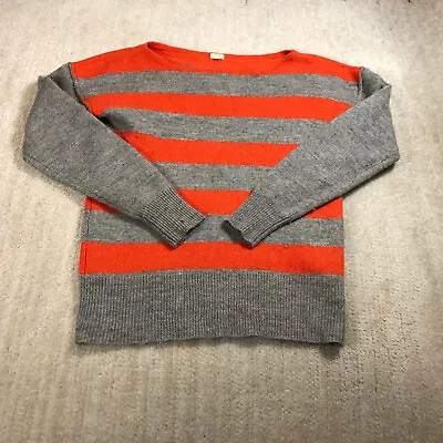 J Crew Sweater Womens Medium Pullover Gray Orange Color Block Casual Ladies • $7.55