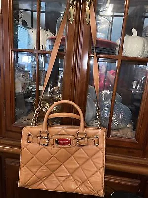 Michael Kors Large Quilted Hamilton Tan Gold Brown Strap Tote Bag Purse Shopper • $34.99