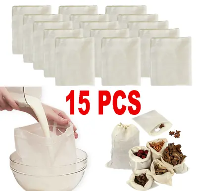 15x Nut Milk Bag Reusable Food Strainer Brew Coffee Juice Cheese Cloth • $11.94