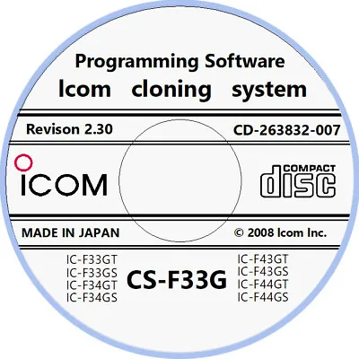Icom CS-F33G Programming Software Version 2.30 For F33G & F43G Series Radios • $24.99