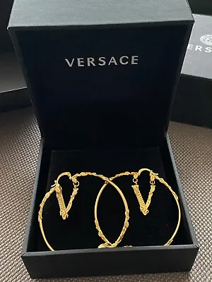 Versace Gold V Medusa Earrings Hoop Studs Drops • $219