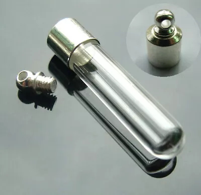 MINI Glass Vial Pendant Vials Tube Jewelry Wishing Bottle Perfume Screw Craft • $9.99