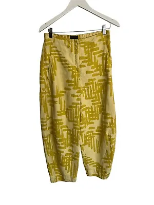 £79.99 • Buy Oska Yellow Patterned Trousers 100% Linen Designer Size 1 10 Balloon RRP £209