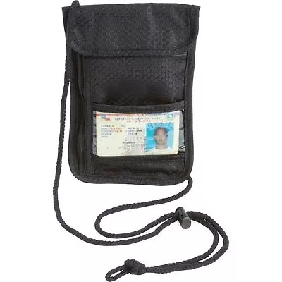 Black Travel Passport Security Neck Wallet Transparent Window ID Card Pouch Bag • $7.95