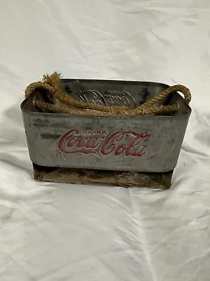 Vintage Drink Coca Cola Metal Bottle Carrier Rope Handle • $79.99