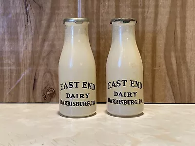 Vintage East End Dairy Harrisburg Pa Milk Bottle Salt And Pepper Shaker Bottles • $45.99