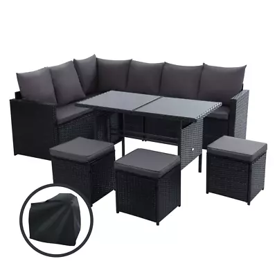 $1057.95 • Buy Gardeon Outdoor Furniture Dining Setting Sofa Set Wicker 9 Seater Storage Cover