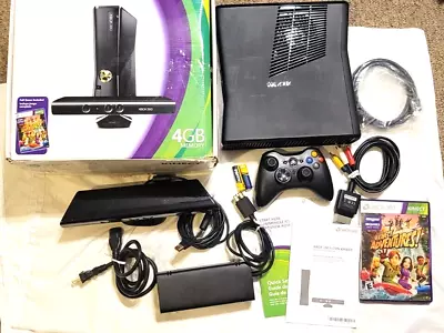 Microsoft Xbox 360 Slim Wi-Fi Capable 4GB Memory Home Console With Kinect Sensor • $79.16