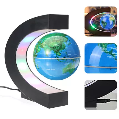 Floating LED Night Light World Earth Geography Magnetic Levitation Globe Map UK • £22.59