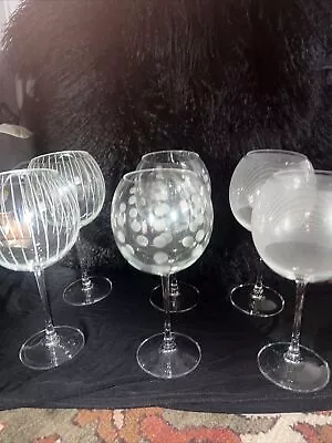 MIKASA CLEAR CRYSTAL CHEERS BALLOON WINE GLASSES 9 1/8 . Set Of 6 Etched • $59