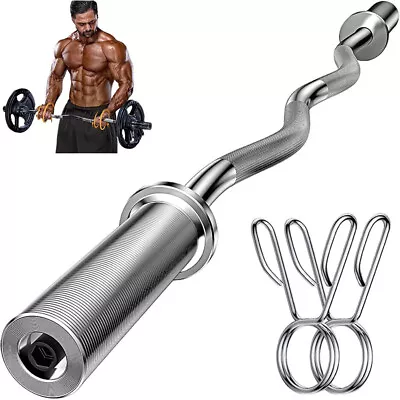 Fitness Weight Bar 47  Barbell 2 Inch Solid Chrome Workout Exercise Lifting • $39.99